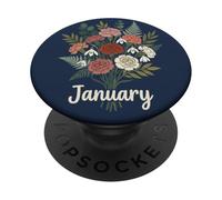 January Birth Flower Carnation Snowdrop Cute Floral Birthday PopSockets PopGrip Adesivo