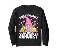 January Birthday GNOME for Women Funny Bday Princess Saying Maglia a Manica