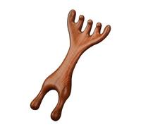 Janurium Pettine in legno di sandalo, raschietto nasale con corna di cervo, pettine per massaggio del cuoio capelluto, pettine a denti larghi in legno di sandalo, massaggio del cuoio capelluto per
