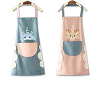 Janwien 2pcs Grembiule Cucina,Grembiule da Cucina Regolabile con Ampie Tasche,Grembiuli Impermeabili per Uomo/Donna,Grembiule da Cucina Chef Impermeabile per Barbecue, Cucina, Ristorante
