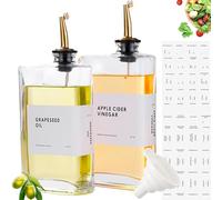 Janxin 2 pezzi Bottiglia di Olio D'oliva Quadrata, Set di Bottiglie di Olio da 350 ml, Olio in Vetro con Beccuccio Dispenser, Adatto per Caffè, Olio Commestibile, Olio e Succo di Aceto (Oro)