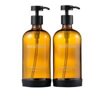 Janxin Amber Glass Pint Jar Soap Dispenser, Dispenser di Sapone in Vetro, Dispenser Sapone Doccia, Reusable Plastic Shampoo Hand Soap Bottle for Kitchen Bathroom(Comedone di bottiglia marrone)