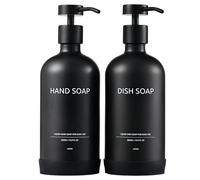 Janxin Dispenser Sapone Bagno Vetro, Dispenser Shampoo e Bagnoschiuma, Refillable Soap Holder Liquid Brown Glass, Dispenser Sapone Vetro, Dispenser Sapone Bagno Vetro(Comedone bottiglia nera)
