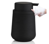 Janxin Nero Opaco Dispenser Sapone Cucina, Flacone Erogatore di Schiuma Rigata, Dispenser per Shampoo in Ricaricabile, 320 ml, Adatto per Sapone Schiumogeno da Cucina e Bagno (Nero)