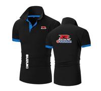 JANZBZSU Polo da Uomo A Maniche Corte per su.ZU.K.I. Maglietta con Colletto Magliette Sportive Semplici Stampate Magliette con Bottoni Colori A Contrasto Mezza-HeiS+LanS||XL