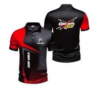 JANZBZSU Polo da Uomo con Colori Contrastanti in 3D per Allenamento C.a.n-a.m Magliette con Stampa Morbida Magliette con Colletto A Mezza Manica Traspiranti-HongS||L