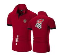JANZBZSU Polo da Uomo con Colori Contrastanti Tuta per L'isola di Man T..T. T-Shirt Sportive A Maniche Corte Comode E A Mezza Manica Stampate Tee Top-JHS||L