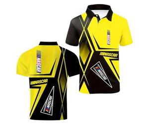 JANZBZSU Polo da Uomo Patchwork 3D A Maniche Corte per N.A.SC.A.R Comoda Ed Elasticizzata con Stampa A Mezza Manica Ideale La Palestra Fitness Il Tennis E Altri-HuangSe||m