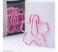 JANZU 12pcs/Lotto di alta qualità con clip di carta rosa ago in carta metallica memo clip di cancelleria ciliegio fiori scatola clip