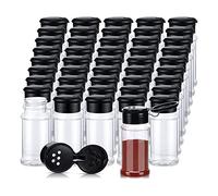 JANZU 50 vasetti per spezie in plastica con coperchi shaker contenitori per spezie, bottiglie per spezie in plastica, condimento shaker barattoli 3,3 oz/100 ml, colore: nero