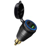 JANZU Caricabatteria Impermeabile con Presa Elettrica DIN per Moto al Caricatore USB QC3.0 e Presa per Adattatore di Alimentazione di Tipo C 30W
