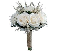 JANZU Mazzi da Sposa per Matrimonio, Bouquet di Fiori di Rosa Artificiale Sposa Damigella d'onore Tenendo Un Fiore, Mazzo da Damigella d'onore