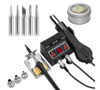 JAOGAUS Stazione Saldante ad Aria Calda 2 in 1, Kit Stazione Saldante Digitale LED da 700W con 5 Punte di Saldatura e 3 Ugelli ad Aria Calda, Stazione di Rilavorazione a Temperatura Regolabile Pistola
