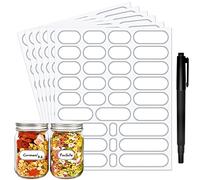 JaoNanl etichette adesive rimovibili con bordo argento, etichetta autoadesiva, per contenitori per alimenti, barattoli di spezie, contenitori per la conservazione, 4 formati con 1 pennarello,192 pezzi