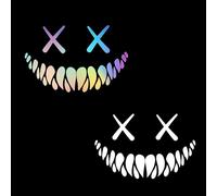 JAONLD 2 Pezzi Adesivo per Auto con Faccia Sorridente Tuning,Adesivi Riflettenti Accattivanti per Auto per InterniLaptop,Bagagli,Fantastici Adesivi