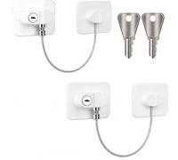 JAONLD 2 Pezzi Blocca Finestre per Bambini Bianco Lucchetto Frigorifero con Adesivo Autoadesivo Lucchetto Armadio Con Chiavi, Chiudi Cassetti Bambini,Adatto per Frigoriferi,Finestre e Porte