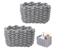 JAONLD 2 Pezzi Cestino Portaoggetti in Corda di Cotone Cestini Portaoggetti Neonato Piazza Cestino Porta Oggetti Cesta Boo Basket Adatto per Cameretta, Camera da Letto, Soggiorno (Grigio)