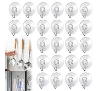 JAONLD 24 Pezzi Ganci Ventosa 4 cm Ganci da Parete con Ventosa di Aspirazione Piccole Ventose in Plastica con Gancio Rotondo Trasparente e Senza Traccia per Piastrelle, Finestre, Vetro, Bagno, Cucina