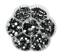 JAONLD 2500 Pcs Strass Termoadesivi per Tessuti brillantini per Tessuti Strass Termoadesivi 7 Taglie 1,5~4,8mm Brillantini per Termoadesivi per Vestiti, Scarpe, Regali Artigianali DIY (Nero)