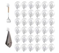 JAONLD 36 Pezzi Ganci Ventosa 4 cm Ganci da Parete con Ventosa di Aspirazione Piccole Ventose in Plastica con Gancio Rotondo Trasparente e Senza Traccia per Piastrelle, Finestre, Vetro, Bagno, Cucina