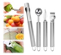 JAONLD 4 Pezzi Fruit Carving Tool,Scavino da Cucina Frutta Tool Set Togli Torsolo Mela Taglia Frutta Remover in Acciaio Inox Utensili da Cucina,Levatorsolo Mela Carving Knife per DIY Fruit Salads