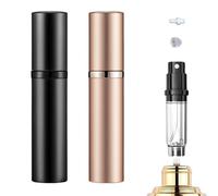JAONLD Atomizzatore Profumo,2 Pezzi Portaprofumo da Viaggio Ricaricabile Vaporizzatore Profumo,Nebulizzatore Profumo per Viaggiare,Festa,Vita Quotidiana(5ML,Nero,Oro Rosa)