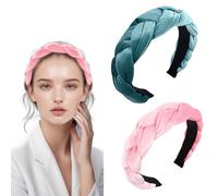 JAONLD Cerchietto,2 Pezzi Cerchietti per Capelli da Donna Elegante,Cerchietto per Capelli Donna Bombato in Velluto Fascia per la Cura Della Pelle,Yoga,Spiaggia,Feste(Verde,Rosa)