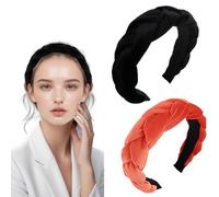 JAONLD Cerchietto,2 Pezzi Cerchietti per Capelli da Donna Elegante,Cerchietto per Capelli Donna Bombato in Velluto Fascia per la Cura Della Pelle,Yoga,Spiaggia,Feste(Nero,Arancione)