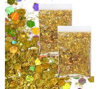 JAONLD Glitter,100 g Paillettes Polvere Unghie Glitter Viso Capelli per Capelli Viso Corpo Occhi Nail Art Festival,Decorazioni(Rosa Misto,Oro)