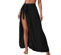JAONLD Gonna Pareo Donna Mare Lunga, Lunghezza 100cm/Circonferenza Vita 76cm, Gonna Copricostume Bikini, Vestito da Mare Adatto per Spiagge, Piscine e Feste (Nero)