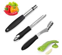 JAONLD Jalapeno Pepper Corer Set da 3 Pezzi Togli Torsolo Mela Acciaio Inossidabile Strumento di Rimozione dei Semi Portatile Utensili da Cucina Essenziali per Peperoni, Frutta, Verdura