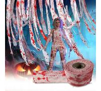 JAONLD Striscia di Stoffa Insanguinata per Halloween 8×1000cm Panno Spaventoso Accessori Cosplay Garza Raccapricciante di Halloween Decorazioni per Porte per Tende per Porte, Scale, Giardini