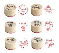 JAONLD Timbro,6 Pezzi Timbri in Legno per Piante Timbri Scrapbooking Vintage Decorativi con le Parole "Thank you" Timbro Disegni,Lettere,Biglietti e Scrapbooking