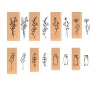 JAONLD Timbro,8 Pezzi Timbri in Legno per Piante Timbri Scrapbooking Vintage Decorativi Fiori Timbro Disegni,Lettere,Biglietti e Scrapbooking
