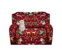 Jaotto Copridivano Natalizio Relax 2 Posti Reclinabile Copripoltrona Relax Reclinabile con Tasche 8-Pezzi Copridivano Fantasia Lavabile Xmas Coperture per Divano da Massaggio,Ladro