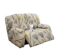 Jaotto Copridivano Relax 2 Posti Reclinabile, Fodere Copripoltrona 1 Posto Relax Universale con Tasche, 6-Pezzi Copridivano Fantasia Lavabile, Coperture per Divano da Massaggio,Foglie Beige