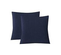 Jaotto Federe Confezione da 2 Federe Cuscini Divano Decorativi Fodere Quadrati Spandex 45x45cm Cuscino Copricuscini per Soggiorno Camera da Letto Casa,Jacquard Blu Navy