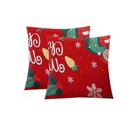 Jaotto Federe Confezione da 2 Federe Cuscini Divano Decorativi Fodere Quadrati Spandex 45x45cm Cuscino Copricuscini per Soggiorno Camera da Letto Casa(Natale Ciliegia,Set di 2)