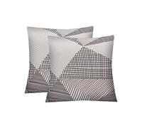 Jaotto Federe Confezione da 2 Federe Cuscini Divano Decorativi Fodere Quadrati Spandex 45x45cm Cuscino Copricuscini per Soggiorno Camera da Letto Casa(Linea Bianca,Set di 2)