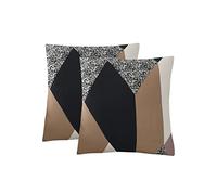 Jaotto Federe Confezione da 2 Federe Cuscini Divano Decorativi Fodere Quadrati Spandex 45x45cm Cuscino Copricuscini per Soggiorno Camera da Letto Casa(Geometria Arancione,Set di 2)