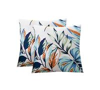 Jaotto Federe Confezione da 2 Federe Cuscini Divano Decorativi Fodere Quadrati Spandex 45x45cm Cuscino Copricuscini per Soggiorno Camera da Letto Casa(Foglie Foresta,Set di 2)