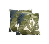 Jaotto Federe Confezione da 2 Federe Cuscini Divano Decorativi Fodere Quadrati Spandex 45x45cm Cuscino Copricuscini per Soggiorno Camera da Letto Casa,Foglie Verdi