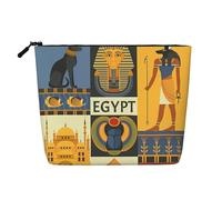 JaoXer Antico Egitto Tribe Series Borsa per il trucco in canapa finta, organizer per articoli da toeletta - Una confezione per molteplici usi quotidiani, compagno di viaggio d'affari, nero, taglia