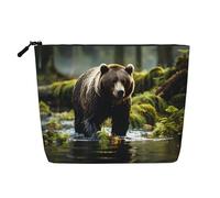 JaoXer Beauty case in canapa finta con stampa di mucche e fragole - Organizer da viaggio per articoli da toeletta riutilizzabili, una confezione per molteplici usi, Pounce Orso Marrone, One Size