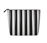 JaoXer Beauty case in canapa finta con stampa di mucche e fragole - Organizer da viaggio per articoli da toeletta riutilizzabili, una confezione per molteplici usi, A righe bianche e nere., Taglia