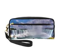 JaoXer Beauty case riutilizzabile - Organizer da viaggio per articoli da toeletta, design completo, custodia in pelle con stampa delle cascate del Niagara per donne, nero, taglia unica