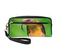 JaoXer Beauty case riutilizzabile - Organizer da viaggio per articoli da toeletta, design completo, stampa cobra serpente, custodia in pelle per donne, nero, taglia unica