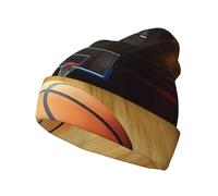 JaoXer Berretto invernale lavorato a maglia, con stampa completa dell'Arena di basket, perfetto per il freddo e le attività all'aperto, colore: nero