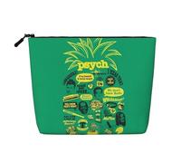 JaoXer Borsa per il trucco in canapa finta con stampa a righe bianche e nere - Organizer da viaggio per articoli da toeletta riutilizzabili, una confezione per molteplici usi, Citazione Psych Ananas