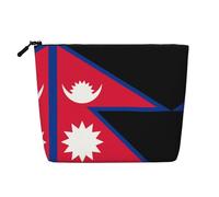 JaoXer Borsa per il trucco in canapa finta con stampa di narcisi fioriti - Organizer da viaggio per articoli da toeletta riutilizzabili, una confezione per molteplici usi, Bandiera del Nepal, taglia